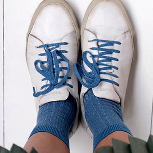 NWT Collegien Victoire Glitter Ribbed Crew Socks With Shoelace - Picture 14 of 16